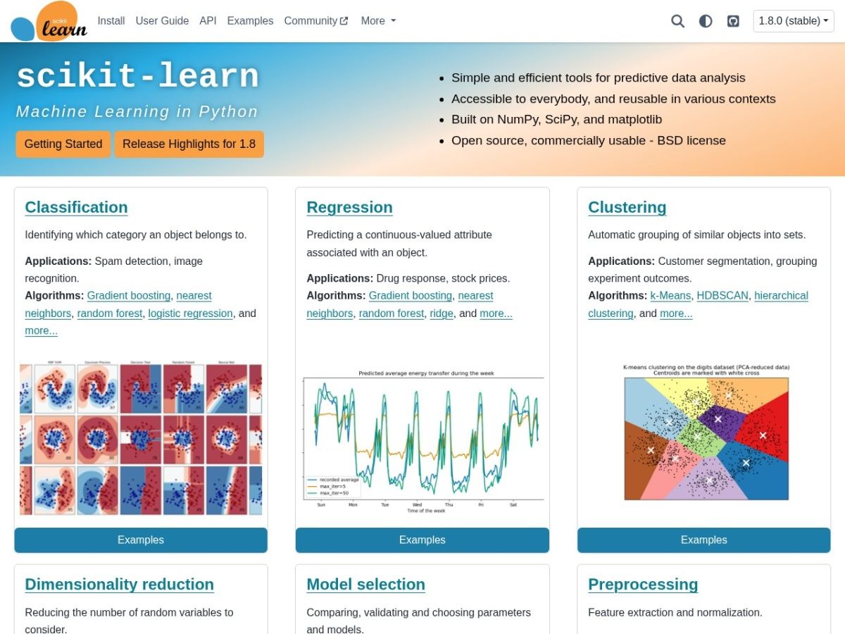 Scikit-learn screenshot