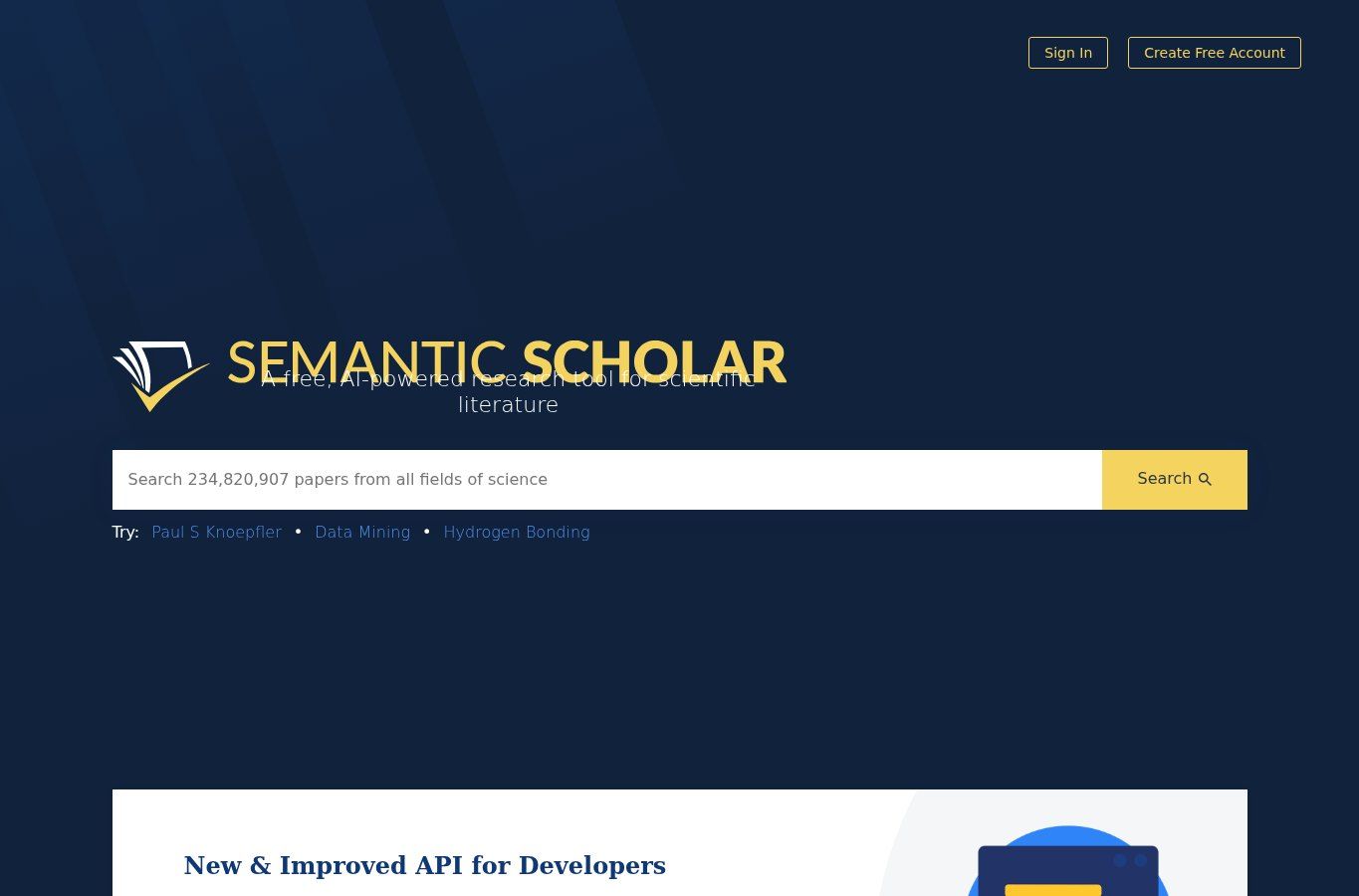 Semantic Scholar screenshot
