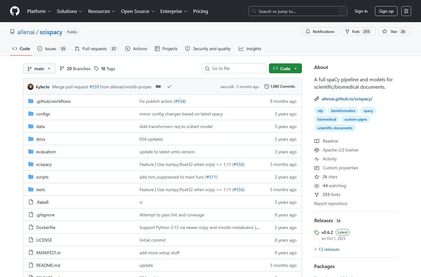 scispacy screenshot