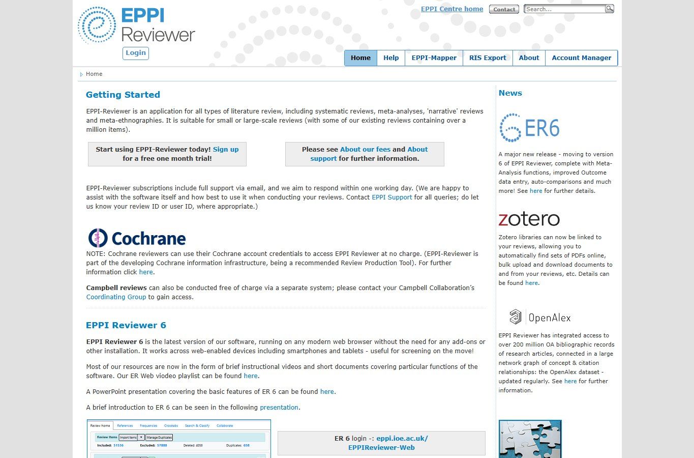 EPPI-Reviewer 界面截图