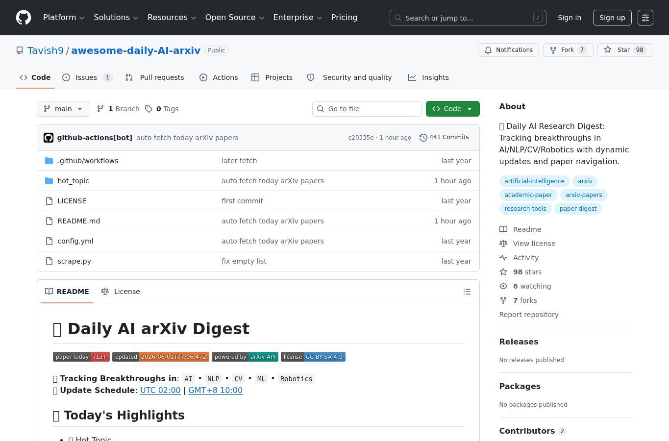 awesome-daily-AI-arxiv：每日追踪 AI arXiv 的选题雷达 screenshot