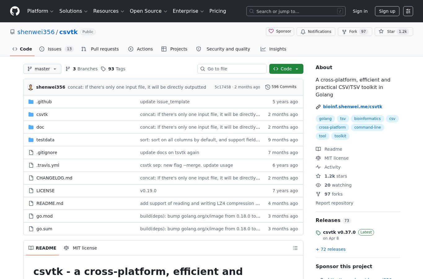 csvtk screenshot
